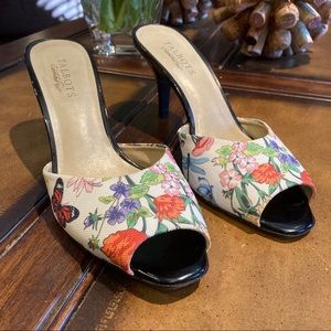 Talbots Black Patten Leather & Linen Heals